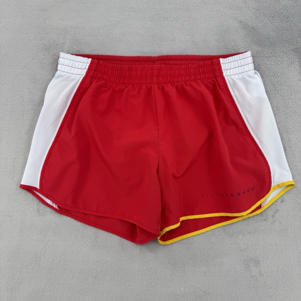 Nike Shorts Dri-Fit Womens M Red & White Live Strong Breathable Running Gym